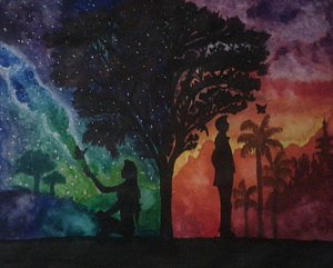 300x241 Two Different Worlds Paintings Fine Art America - Two Different Worlds Painting