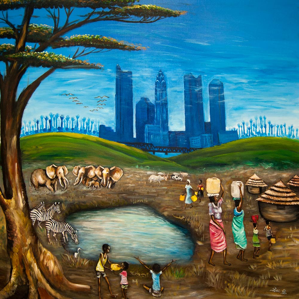 1000x1000 Two Worlds Together Bol Aweng Columbus Ohio Artist - Two Different Worlds Painting