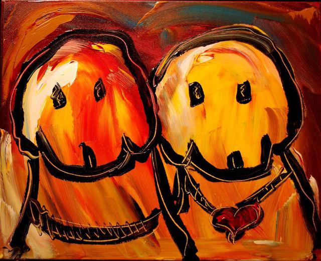 640x521 Mark Kazav Artwork Two Dogs Fine Art Original Oil Painting Modern - Two Dogs Painting