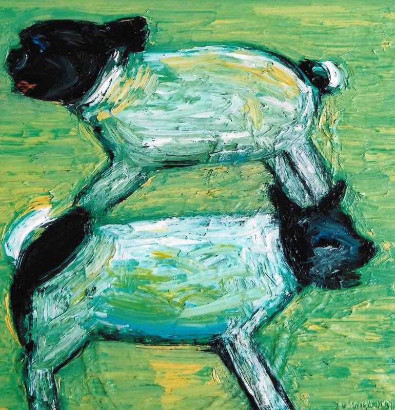 770x800 Saatchi Art Two Dogs Painting By Dan Adams - Two Dogs Painting