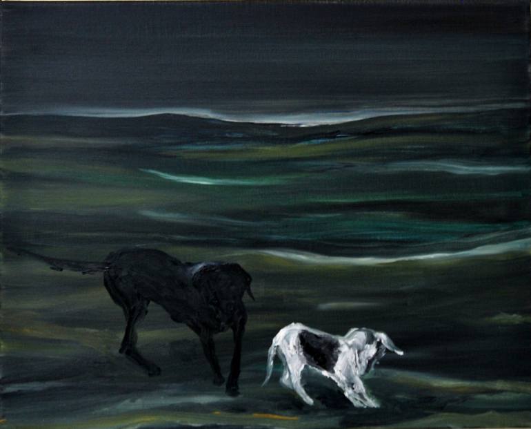 770x621 Saatchi Art Two Dogs Painting By Yvonne Koo - Two Dogs Painting