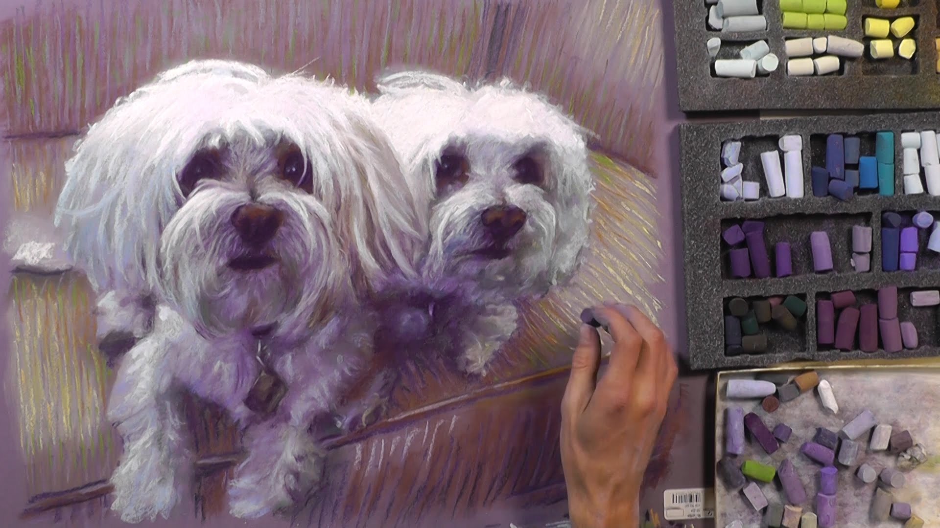 1920x1080 Two Dogs Pet Portrait In Pastels Speed Painting - Two Dogs Painting