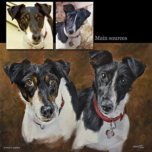 500x500 Custom Dog Portraits, Pet Portrait, Dog Painting, Two - Two Dogs Painting