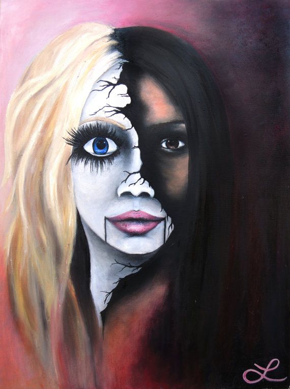 570x766 Original Oil Painting By Lindsey Broken Two By Naturaldetails1 - Two Face Painting