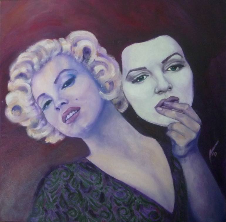 770x756 Saatchi Art Monroe's Two Faces Painting By Violetta Tar - Two Face Painting
