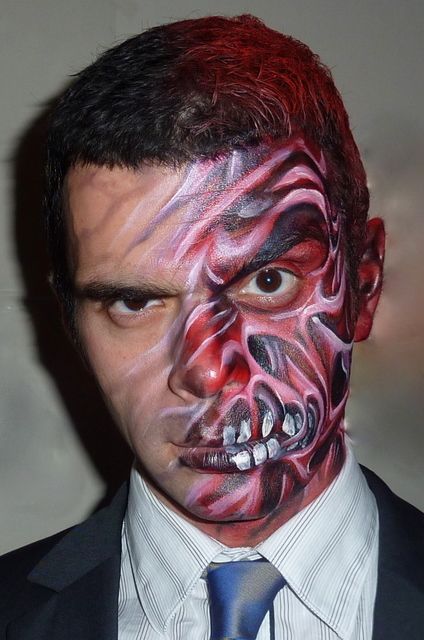 424x640 Two Face Haloween Face Paint By ~bodypaintingbycatdot - Two Face Painting