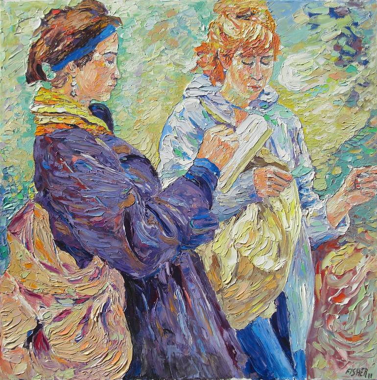 770x777 Saatchi Art Two Friends Painting By Abraham Fisher - Two Friends Painting