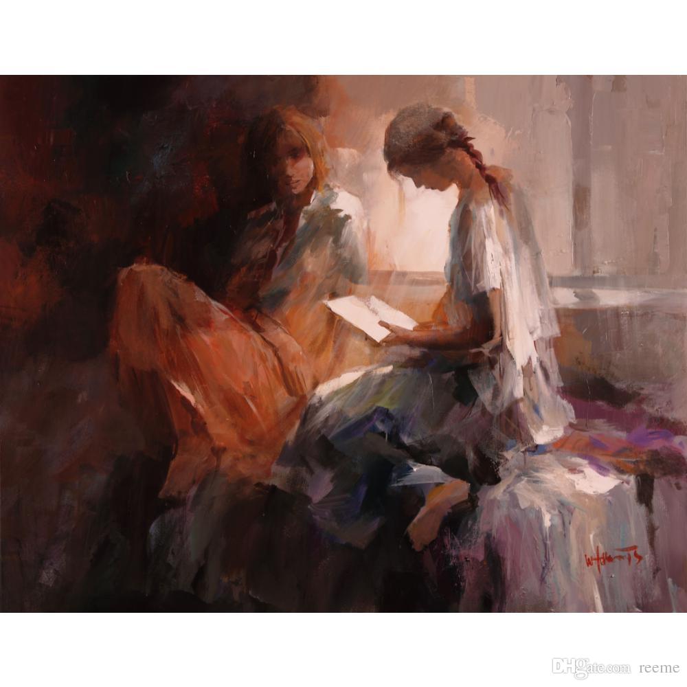1000x1000 2018 Girls Paintings A Letter For Two Friends Willem Haenraets - Two Friends Painting