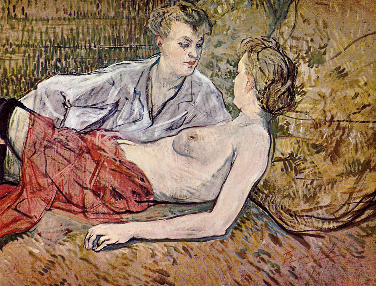1313x1000 The Two Girl Friends [Henri De Toulouse Lautrec] Sartle - Two Friends Painting