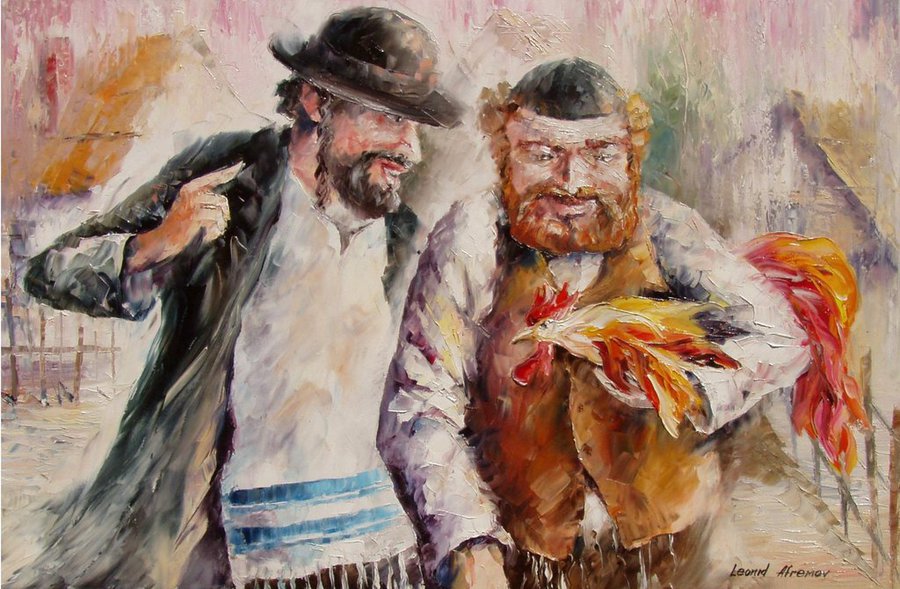 900x589 Two Friends And Rooster By Leonid Afremov By Leonidafremov - Two Friends Painting