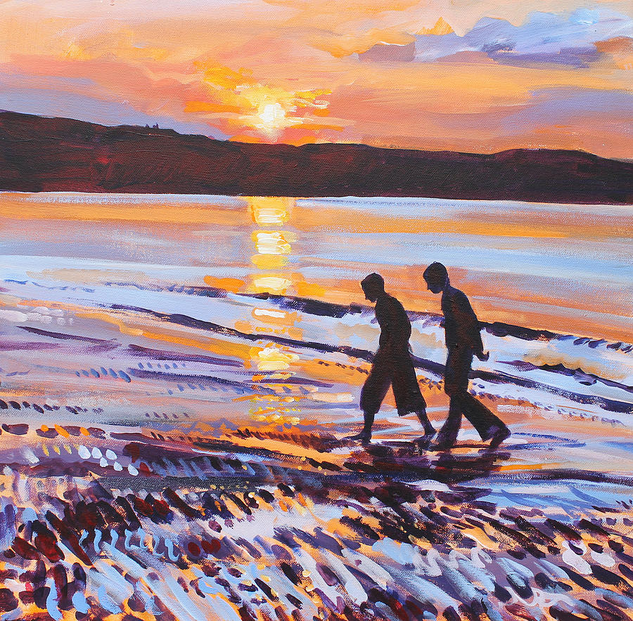 900x884 Two Friends On The Beach Painting By David Pott - Two Friends Painting