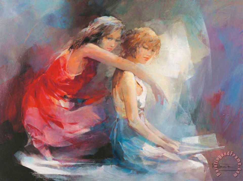 960x715 Willem Haenraets Two Girl Friends Ii Painting - Two Friends Painting