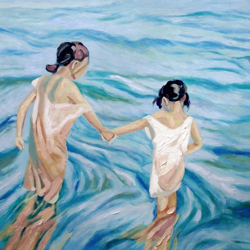 500x500 Buy Two Friends By Community Artists Group@ Rs. 6690. Code - Two Friends Painting