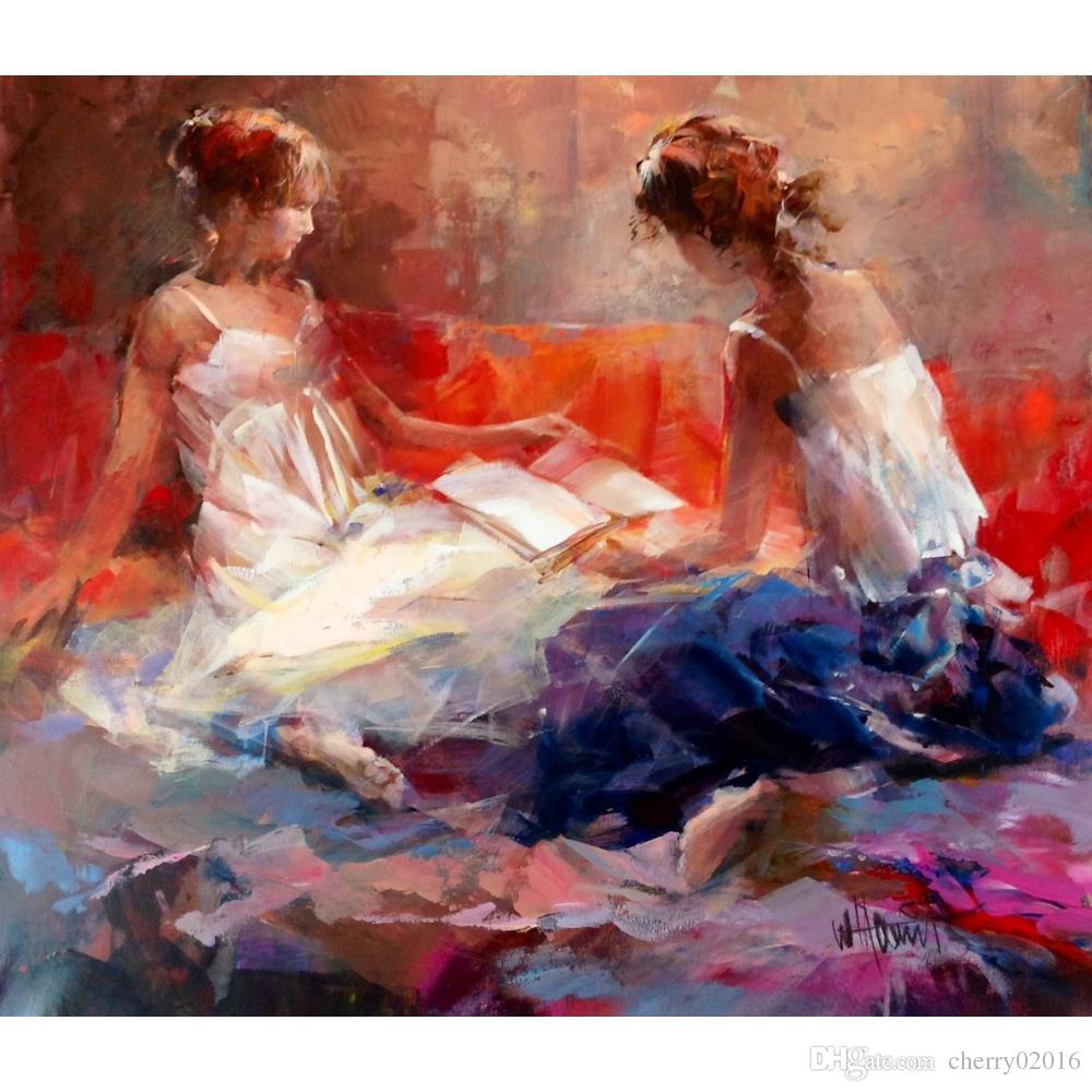 1000x1000 2018 Decoratiive Art Willem Haenraets Two Girls Modern Figure - Two Girls Painting
