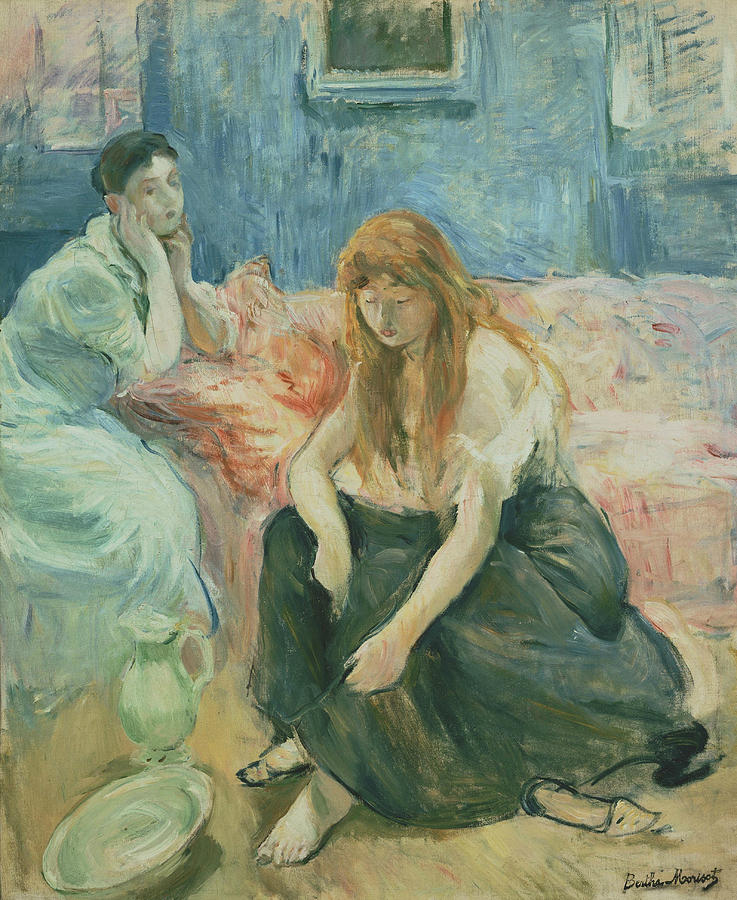 737x900 Two Girls Painting By Berthe Morisot - Two Girls Painting