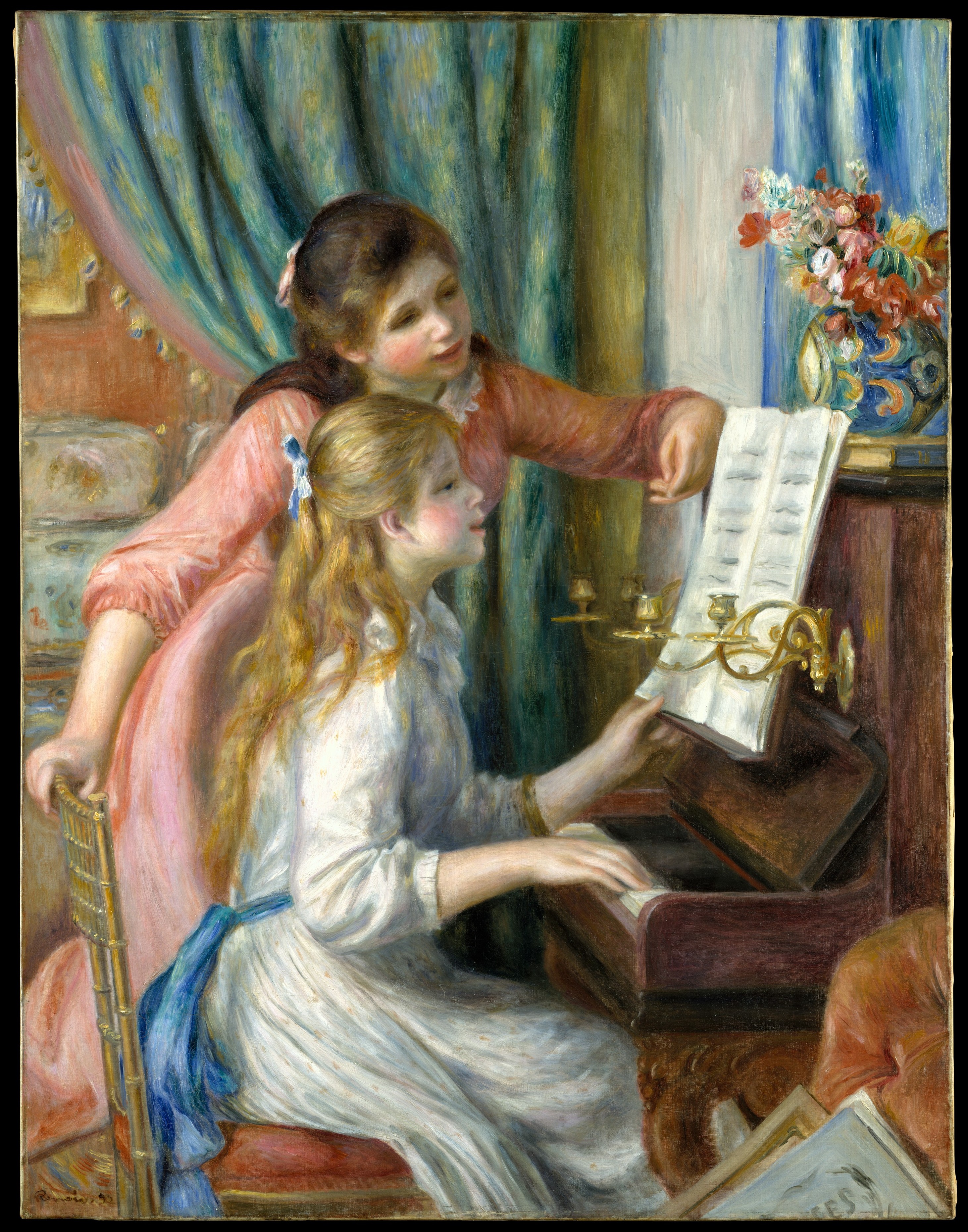 2923x3722 Auguste Renoir Two Young Girls - Two Girls Painting