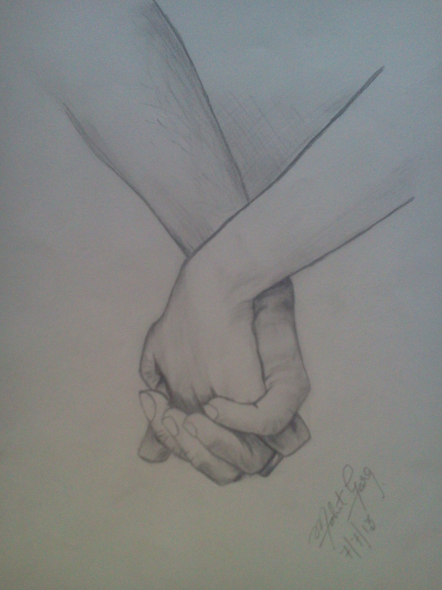 1536x2048 Pencil Sketch Of Two Loving Hands - Two Hands Painting