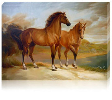 361x320 Framed Two Horses Oil Painting Diy Paint By Numbers 50x40cm (20x16 - Two Horses Painting
