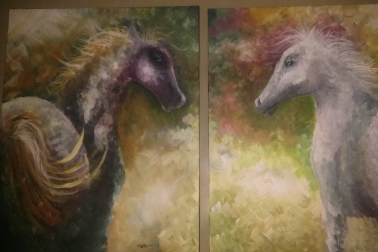 770x513 Saatchi Art Two Horses Painting By Joey August Banuelos - Two Horses Painting