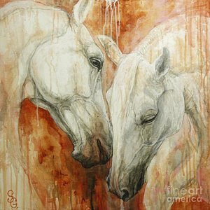 300x300 The Secret Painting By Silvana Gabudean Dobre - Two Horses Painting