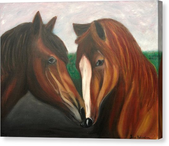 546x471 Two Horses Painting By Irina Kalinkina - Two Horses Painting