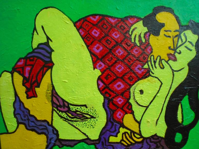 770x578 Saatchi Art Two Japanese Lovers. Painting By John Corkery - Two Lovers Painting