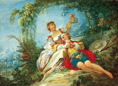 400x293 Two Lovers Painting For Cross Stitch Cross Stitch - Two Lovers Painting