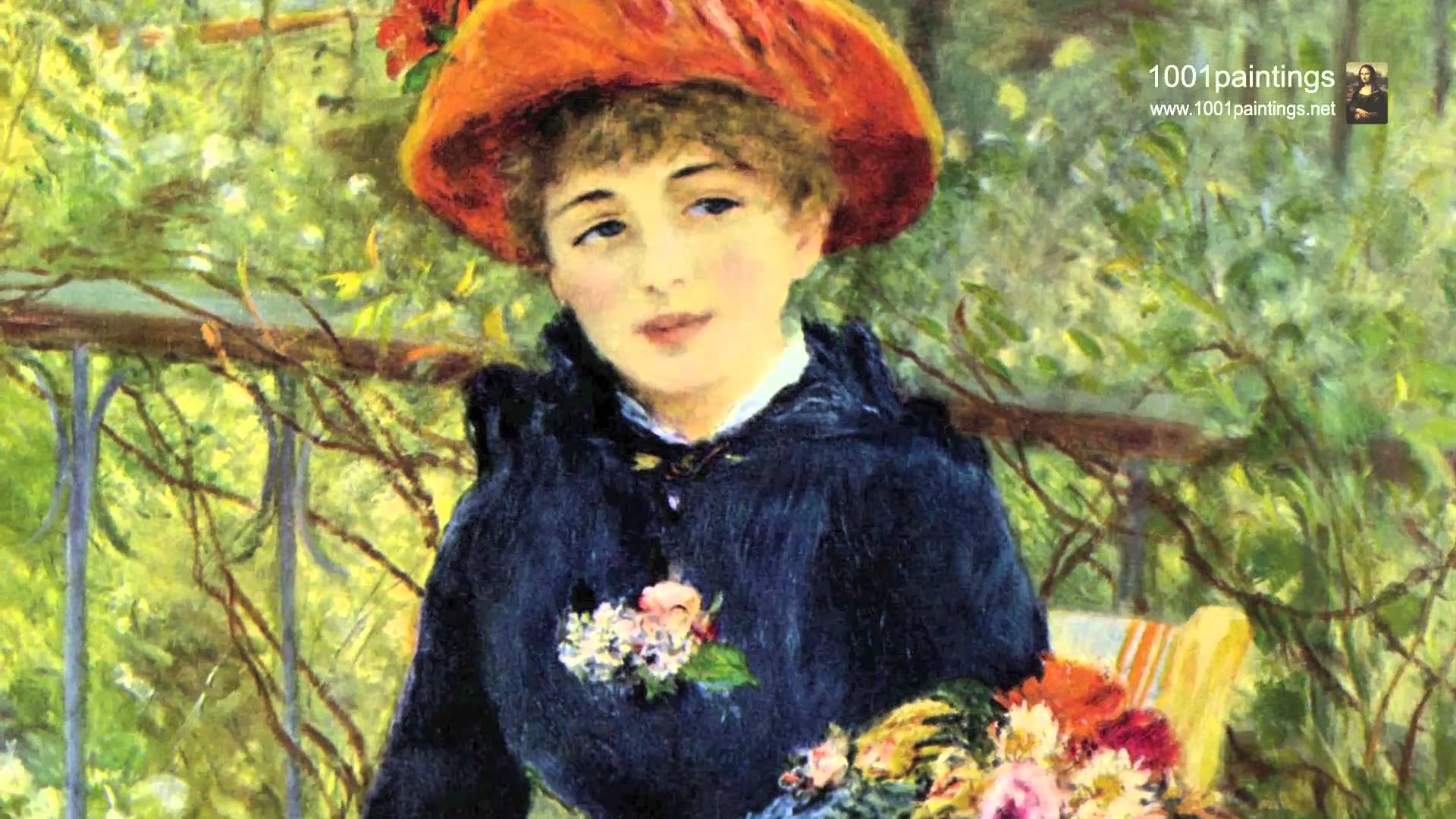 1920x1080 Two Sisters (On The Terrace) By The French Painter Pierre Auguste - Two Sisters Painting