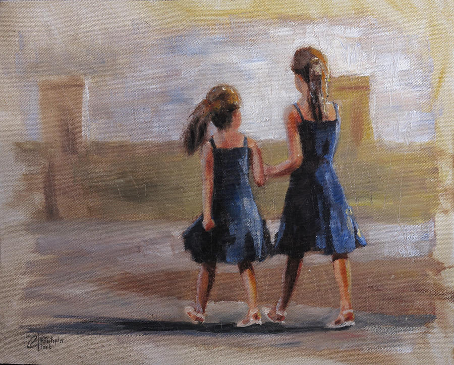 900x723 Two Sisters Painting By Christopher Clark - Two Sisters Painting