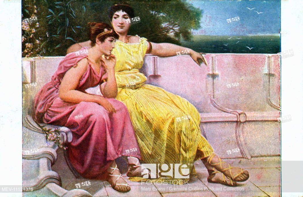 1050x684 Two Classical Greek Women In Love - Two Women In Love Painting