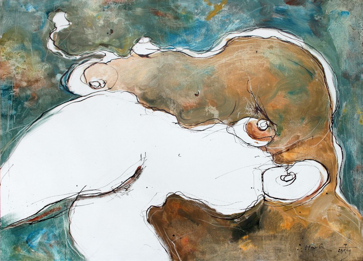 1200x862 Two Women (Jiri Havlik) - Two Women In Love Painting