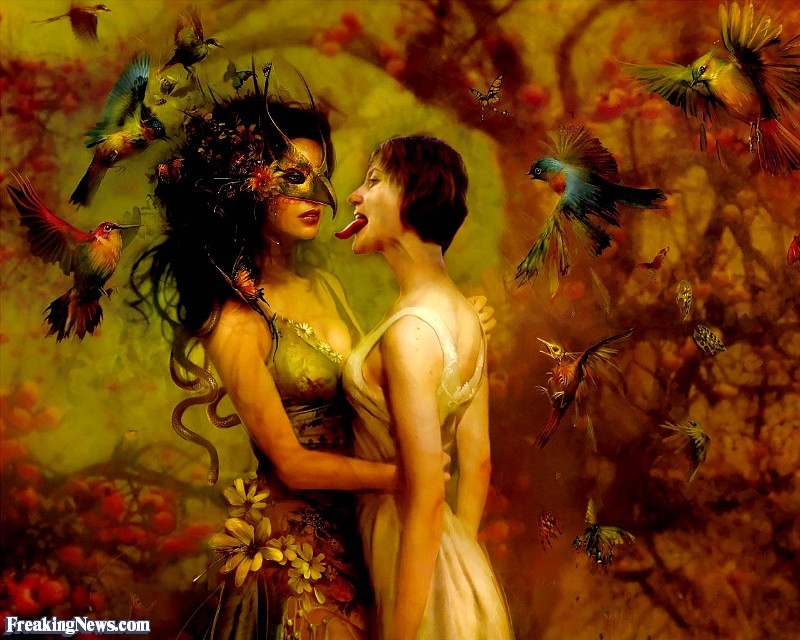 800x640 Two Women Kissing Pictures - Two Women In Love Painting