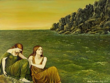 375x284 Two Women By The Sea (Emily Balivet) - Two Women In Love Painting