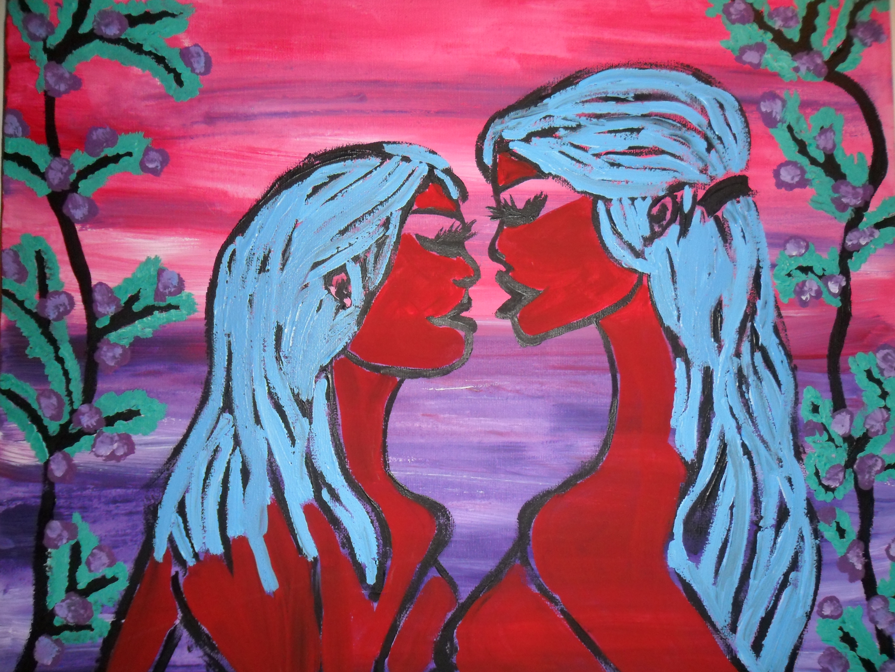 3000x2254 When Two Women Restrained Insanity - Two Women In Love Painting