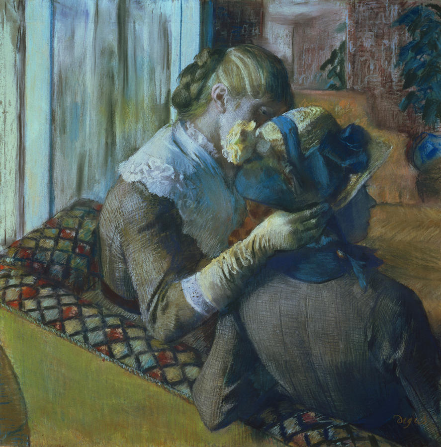 887x900 Two Women Painting By Edgar Degas - Two Women Painting