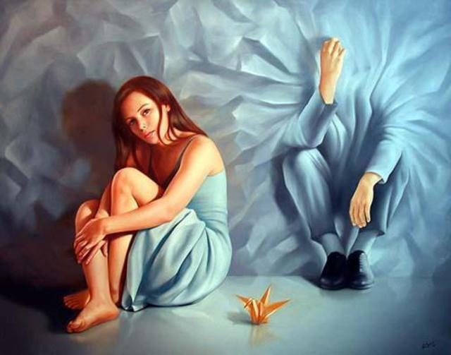 640x503 Renso Castaneda Artwork Between Two Worlds Original Painting - Two Worlds Painting