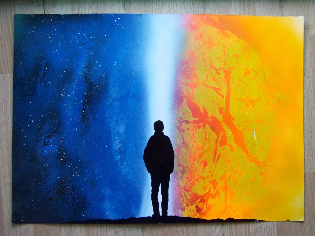 1032x774 Two Worlds Divided 2.0 By Goldenfishi - Two Worlds Painting