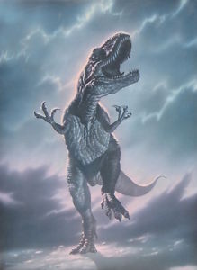 219x300 Original Allosaurus (Not T. Rex) Dinosaur Painting Illustration - Tyrannosaurus Rex Painting