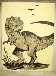 224x300 Canvas Painting Dinosaur Tyrannosaurus T Rex Cream Art 16x12 Inch - Tyrannosaurus Rex Painting