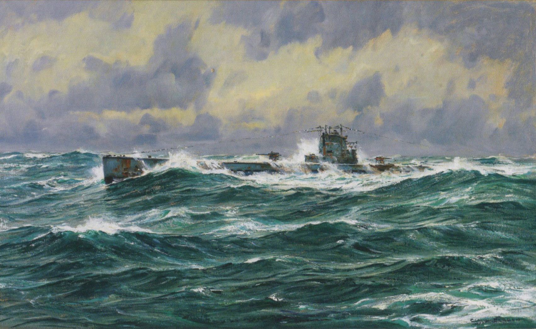 1704x1046 German U Boat - U Boat Painting