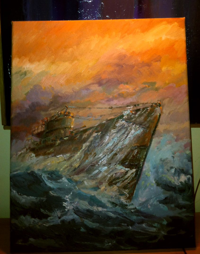 846x1074 German U Boat Oil Painting Done In 2014. U Boats - U Boat Painting