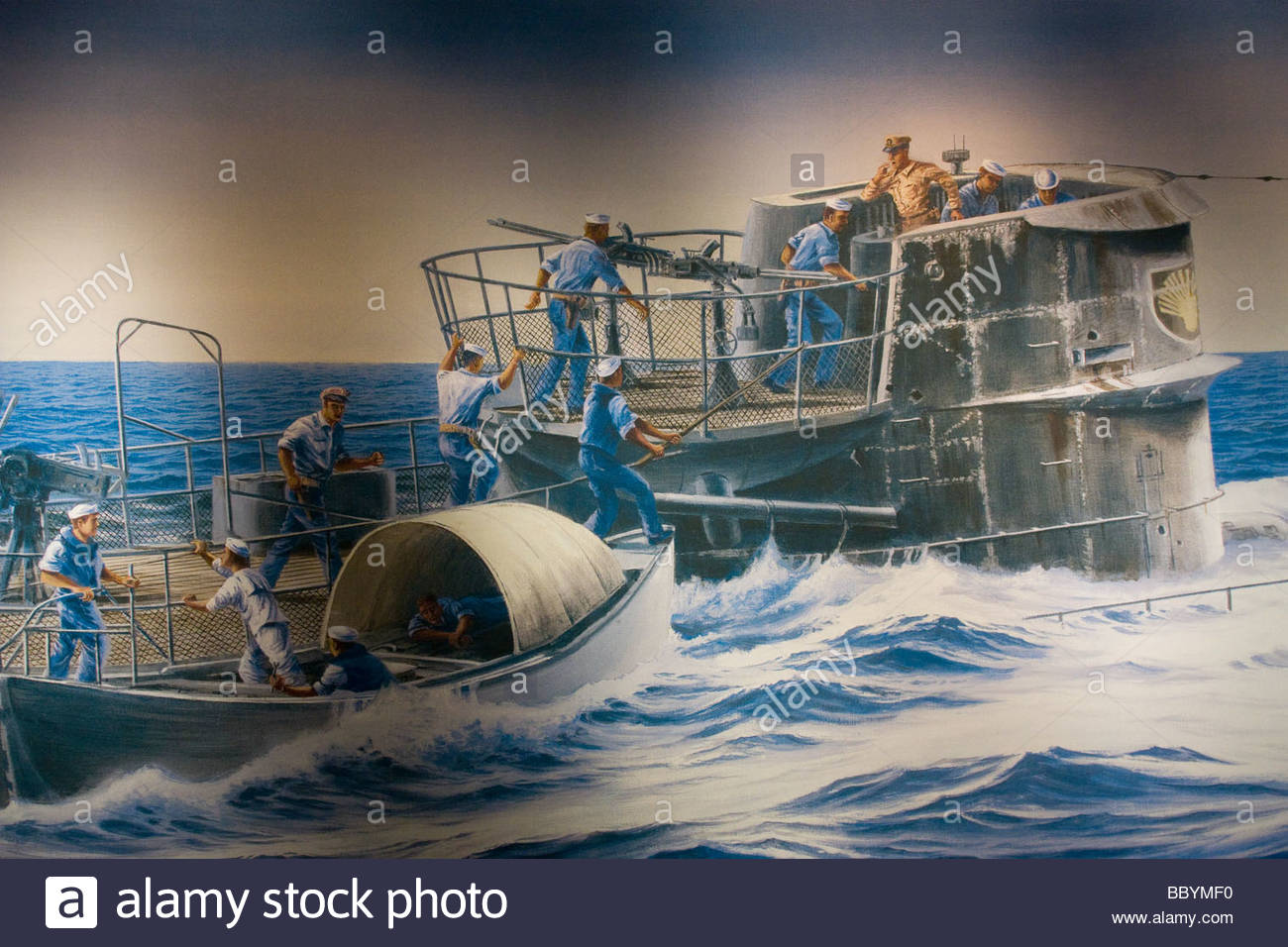 1300x956 Painting Of Wwii Us Navy Capture Of German U Boat U 505 Stock - U Boat Painting