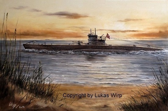 550x365 German U Boat 2nd World War Navy Pictures - U Boat Painting