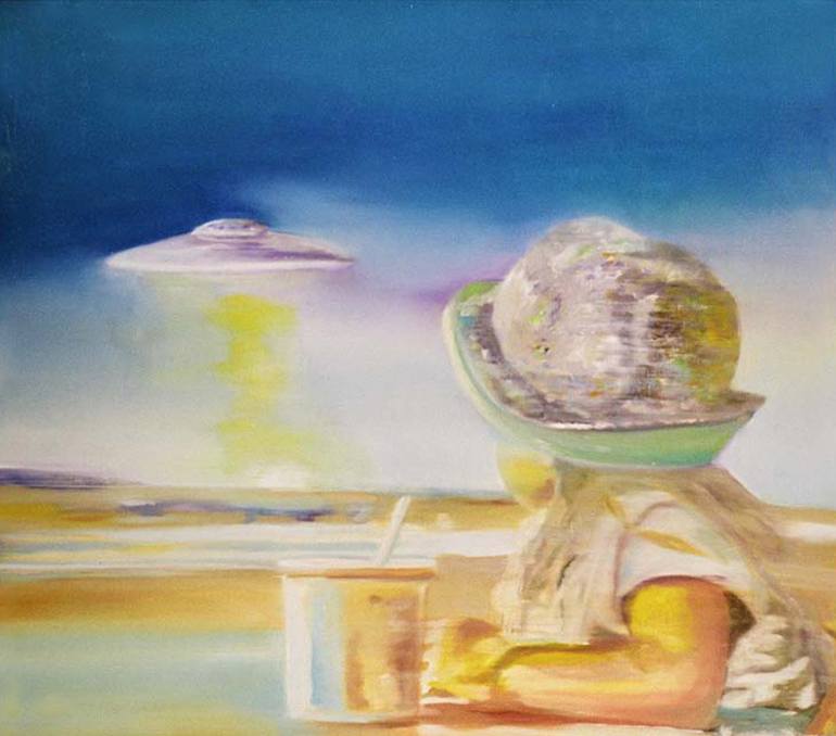 770x678 Saatchi Art The Child With The Ufo Painting By Marc Carniel - Ufo Painting