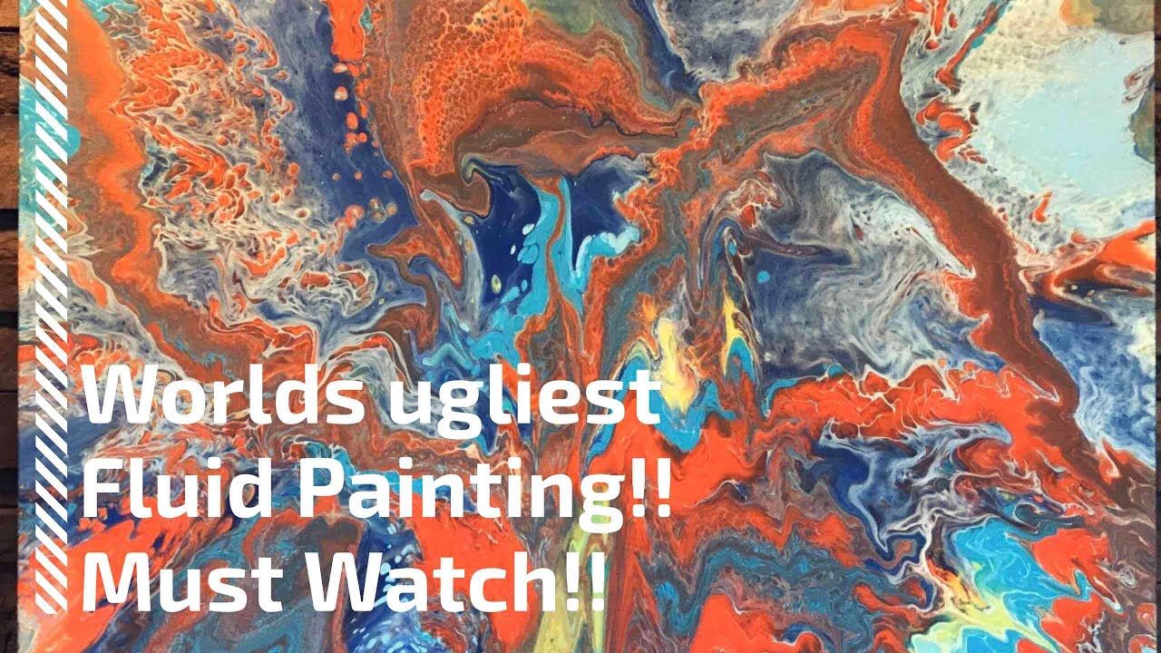 1280x720 Worlds Ugliest Fluid Painting!! Huge 36x36 Swipe Spin Please - Ugliest Painting