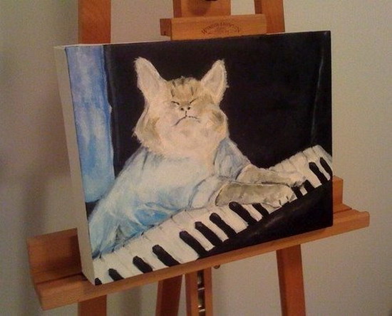 550x444 Keyboard Cat Painting - Ugly Cat Painting