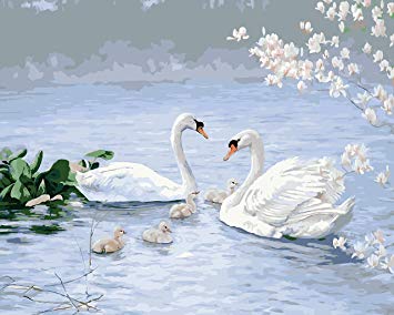 355x284 Ugly Duckling With Swan Parents - Ugly Duckling Painting