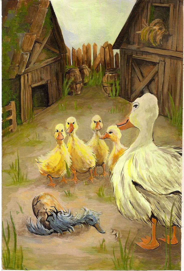 736x1082 Barnyard Scene From The Ugly Duckling Scott Gustafson - Ugly Duckling Painting