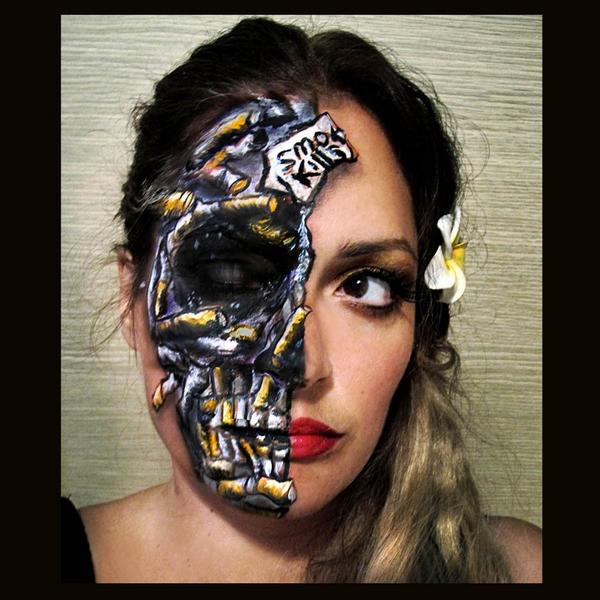 600x600 Ash On Twitter `smoking Is Ugly` Face Painting By @crazyarthouse - Ugly Face Painting