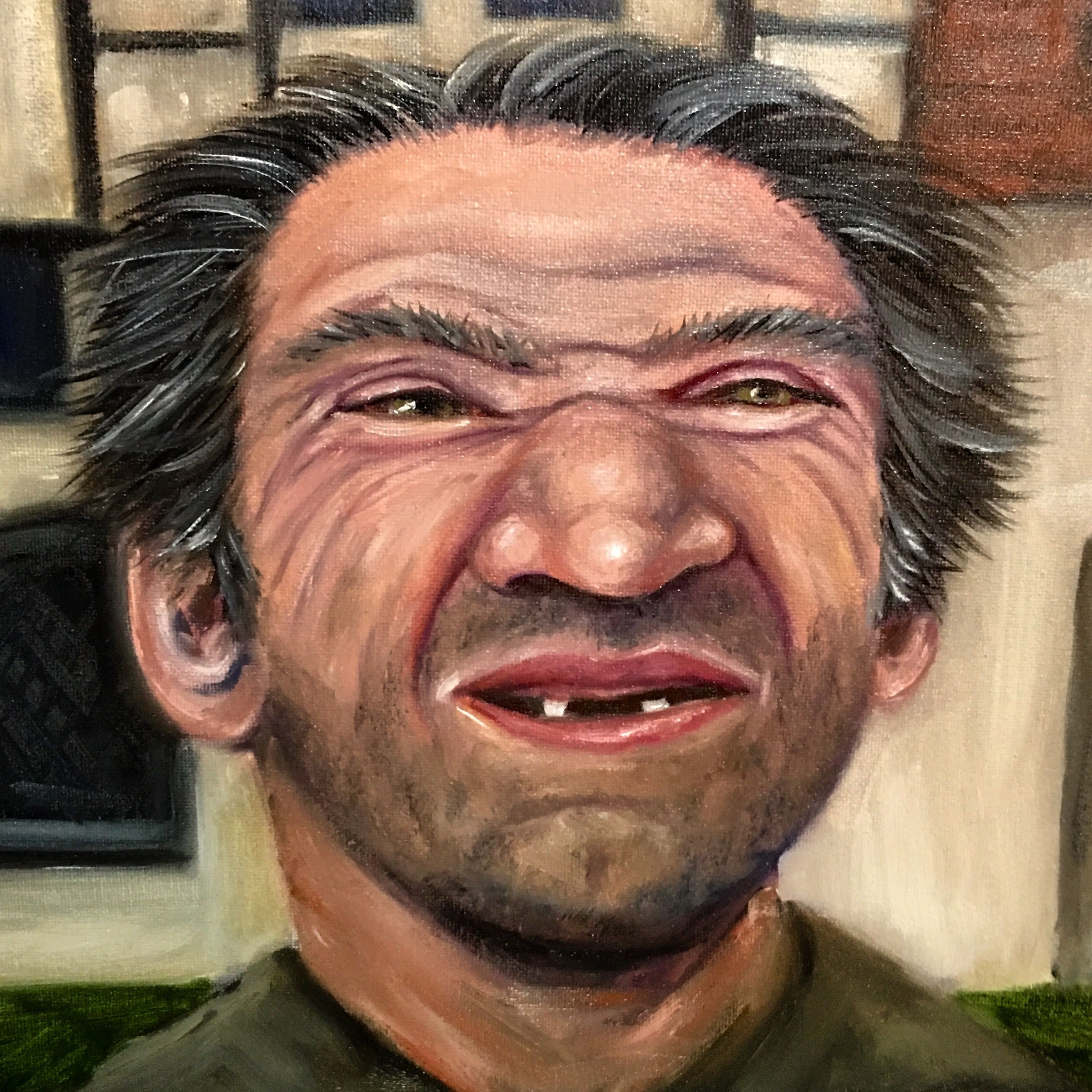2632x2632 Oil On Canvas Portrait Of An Ugly Man Paintings - Ugly Painting